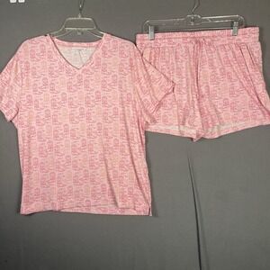 Mary Square Women's Luxury Cowgirl Pink Western Pajama Set Shorts & Top SZ L